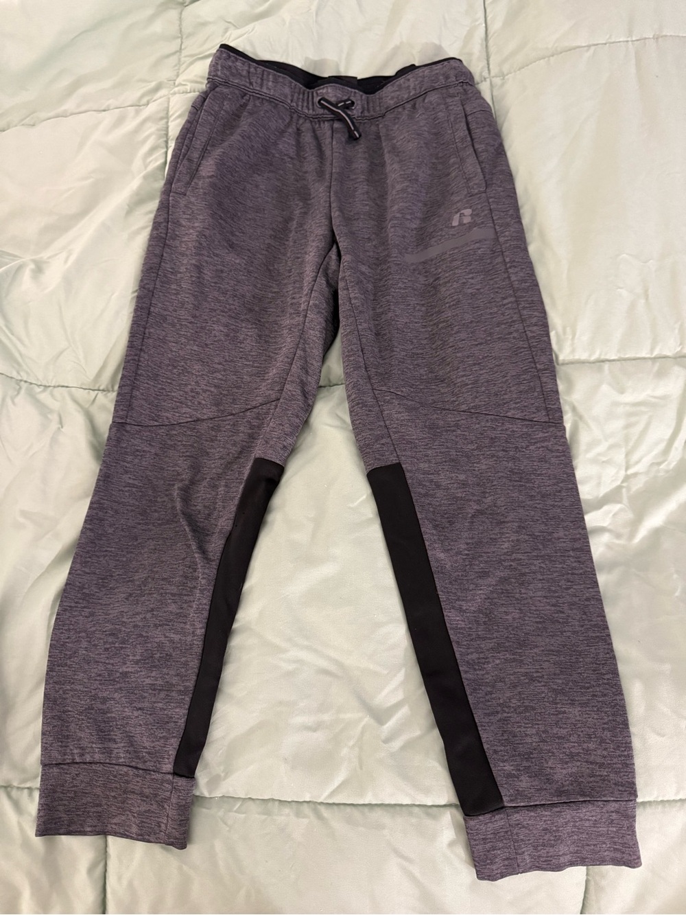 Russell Athletic Gray Heather Jogger Sweatpants with Black Panels